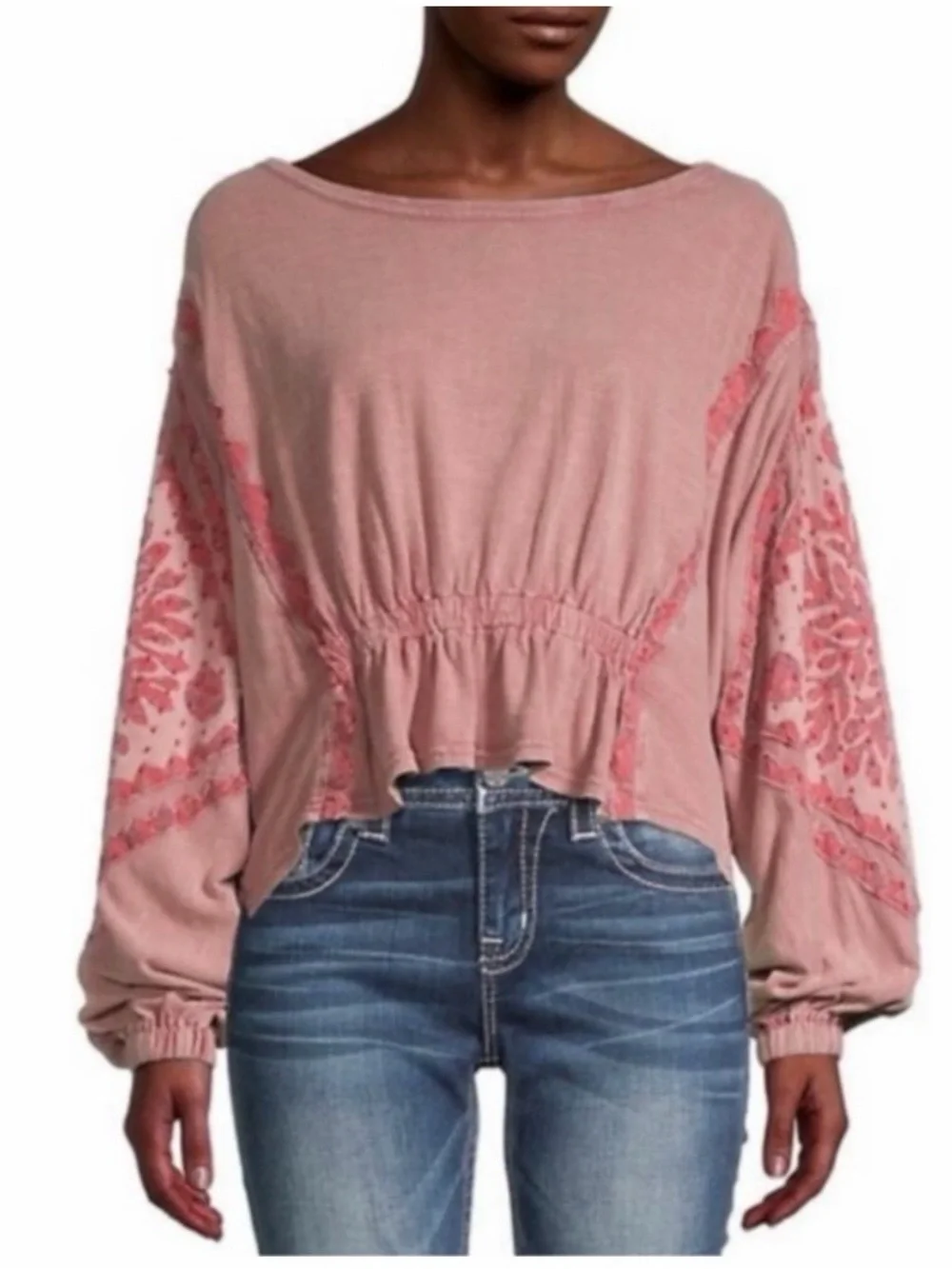Free People dusty pink boho blouse